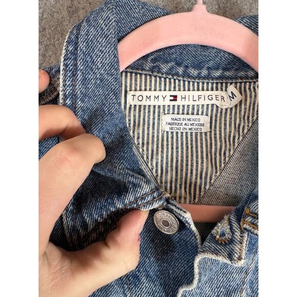 VTG Tommy Hilfiger Trucker Jean Jacket Women M Blue Stonewash Streetwear 90s Y2K - Picture 5 of 10